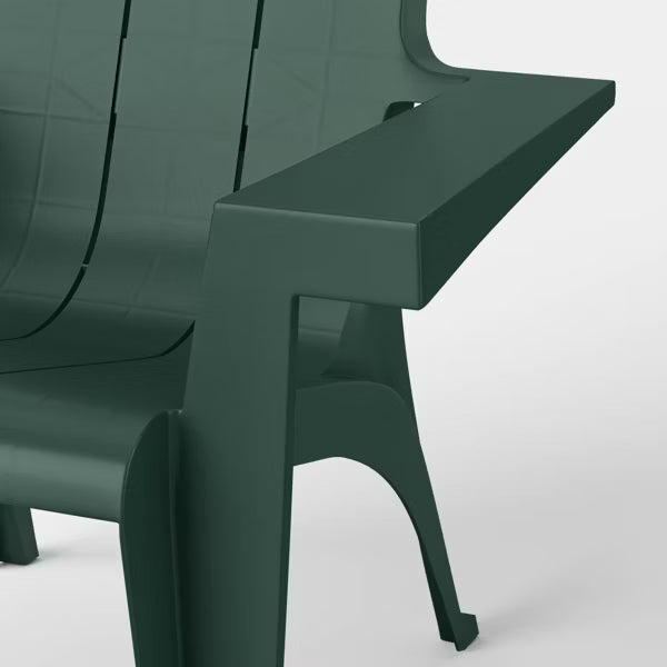 Green outdoor bench on a white background