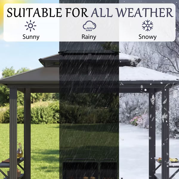 xBeStill Retreat™ Hardtop Grill Gazebo with Storage Cabinet & Hanging Hooks