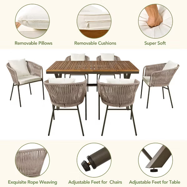 xBeStill Gather™ Outdoor Dining Set with Natural Wood Tabletop for Meaningful Moments