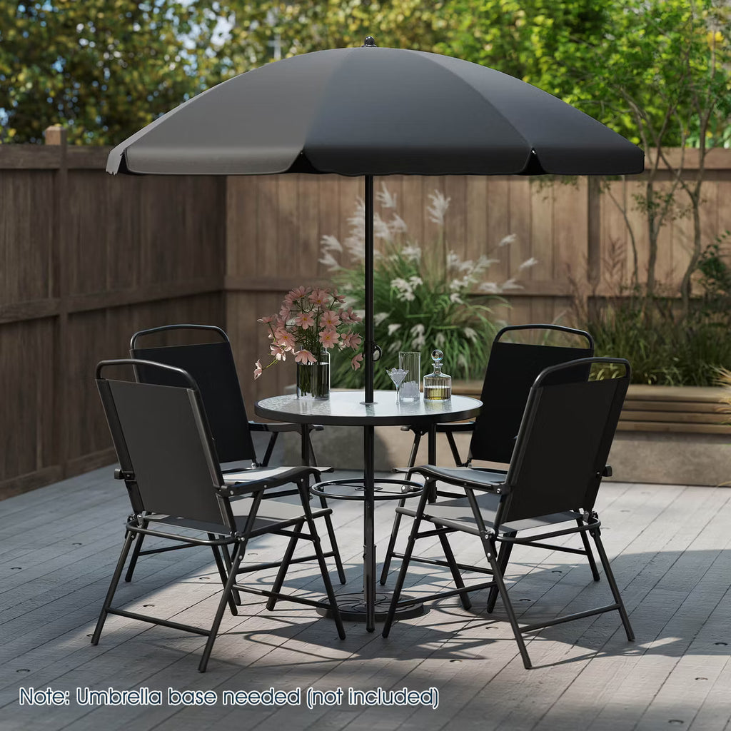 xBeStill Gather™ Outdoor Dining Set with Umbrella – 6-Piece Patio Table & Chairs Set