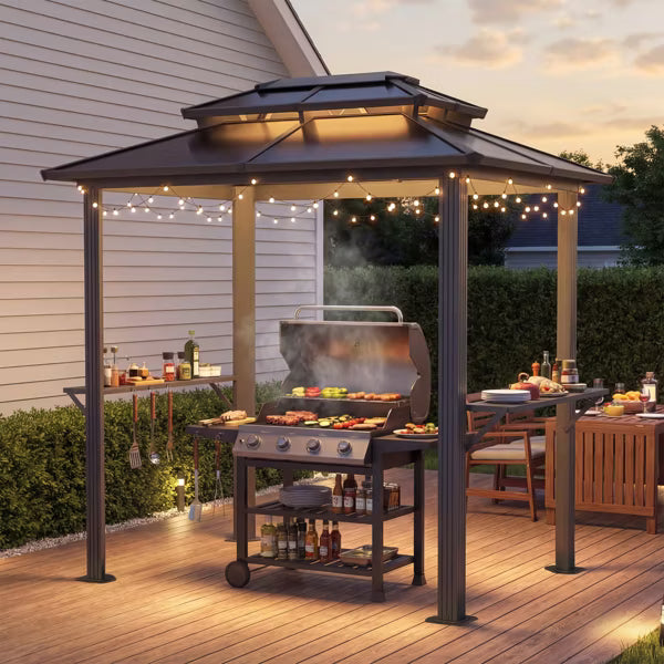xBeStill Haven™ 6’ x 8’ Outdoor Grill Gazebo with Shelves for Calm Backyard Living