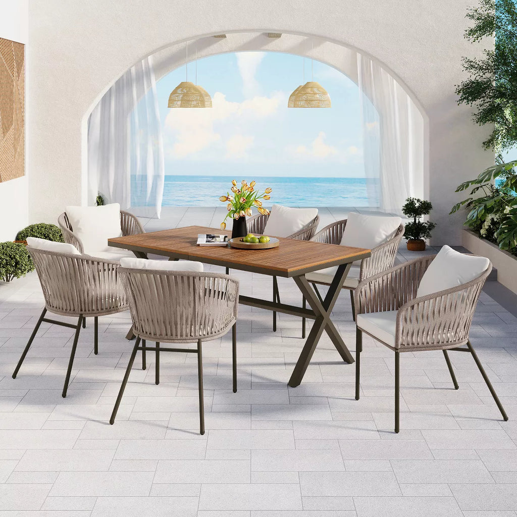 xBeStill Gather™ Outdoor Dining Set with Natural Wood Tabletop for Meaningful Moments