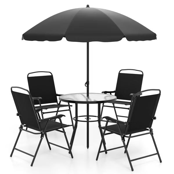 xBeStill Gather™ Outdoor Dining Set with Umbrella – 6-Piece Patio Table & Chairs Set