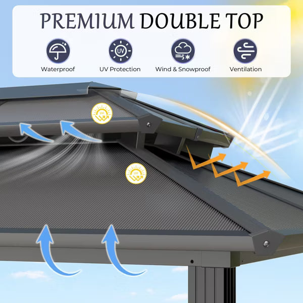 xBeStill Retreat™ Hardtop Grill Gazebo with Storage Cabinet & Hanging Hooks