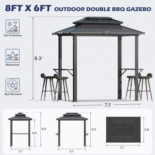 xBeStill Haven™ 6’ x 8’ Outdoor Grill Gazebo with Shelves for Calm Backyard Living
