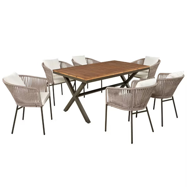 xBeStill Gather™ Outdoor Dining Set with Natural Wood Tabletop for Meaningful Moments