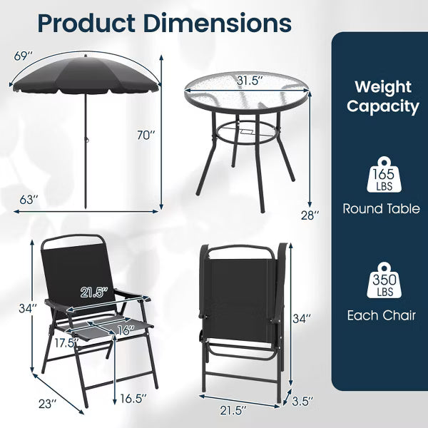 xBeStill Gather™ Outdoor Dining Set with Umbrella – 6-Piece Patio Table & Chairs Set