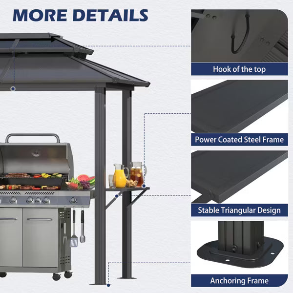 xBeStill Haven™ 6’ x 8’ Outdoor Grill Gazebo with Shelves for Calm Backyard Living
