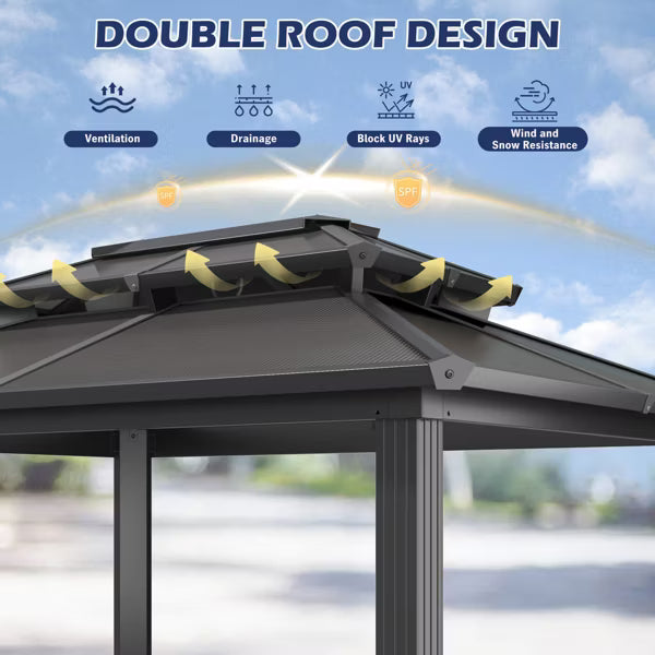 xBeStill Haven™ 6’ x 8’ Outdoor Grill Gazebo with Shelves for Calm Backyard Living