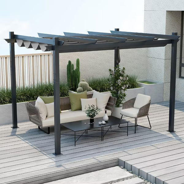 xBeStill Haven™ 10x12 Outdoor Pergola with Retractable Canopy for Serene Backyard Living