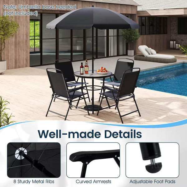 xBeStill Gather™ Outdoor Dining Set with Umbrella – 6-Piece Patio Table & Chairs Set